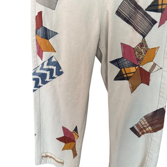 Kimchi Blue Womens Patchwork Star Print Wide Leg Jeans Size 28 - Picture 4 of 8